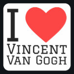 i love Vincent Van Gogh  Square Sticker<br><div class="desc">I love Vincent Van Gogh,  for Dutch lovers</div>