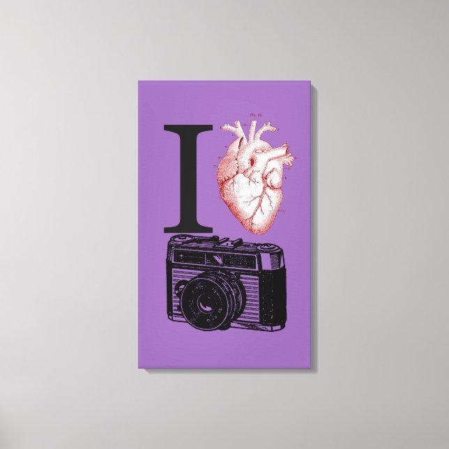 I Love Vintage Camera Photography Canvas Print (Front)