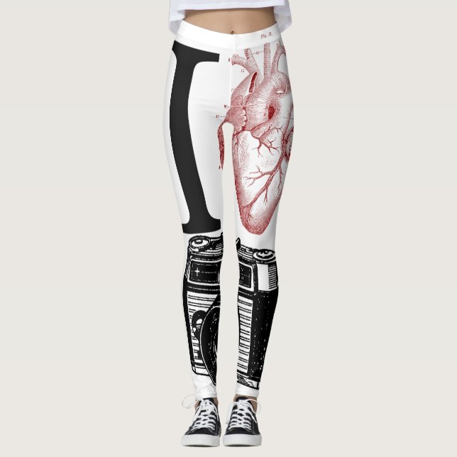 I Love Vintage Camera Photography Leggings (Front)
