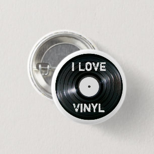 I Love Vinyl Record Button