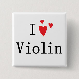 I Love Violin 2 Inch Square Button