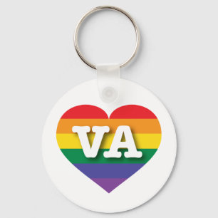 I Love Virginia Rainbow Heart Keychain