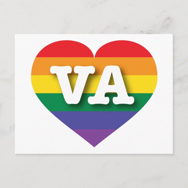 I Love Virginia Rainbow Heart Postcard (Front)