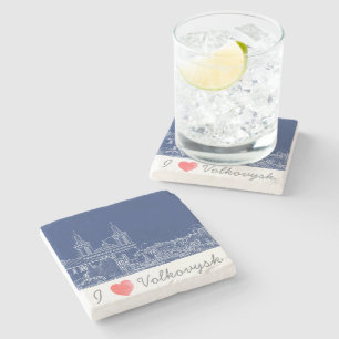 I Love Volkovysk Belarus Architecture Cathedral Stone Coaster