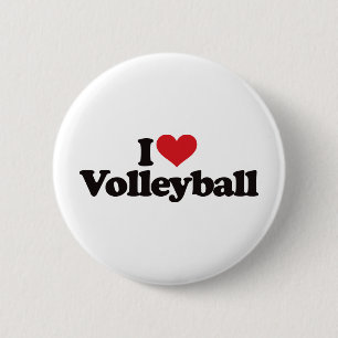 I Love Volleyball 2 Inch Round Button