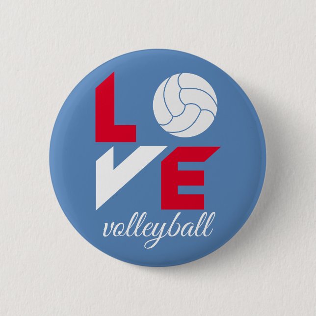 I Love volleyball 2 Inch Round Button (Front)