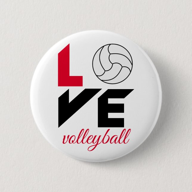 I Love volleyball 2 Inch Round Button (Front)