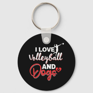 I love volleyball and dogs  keychain