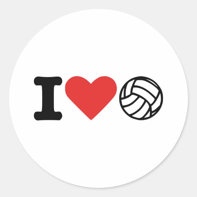 I love volleyball classic round sticker (Front)