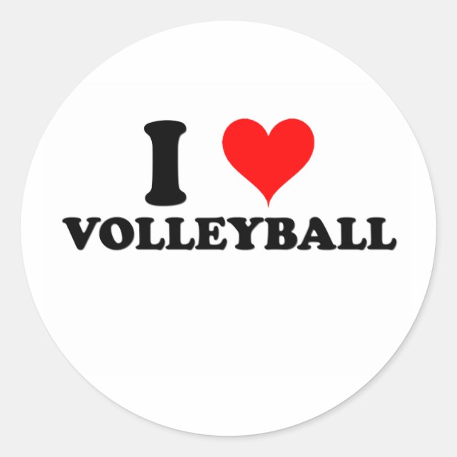 I Love Volleyball Classic Round Sticker (Front)