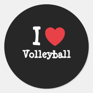 I love Volleyball heart custom personalized Classic Round Sticker