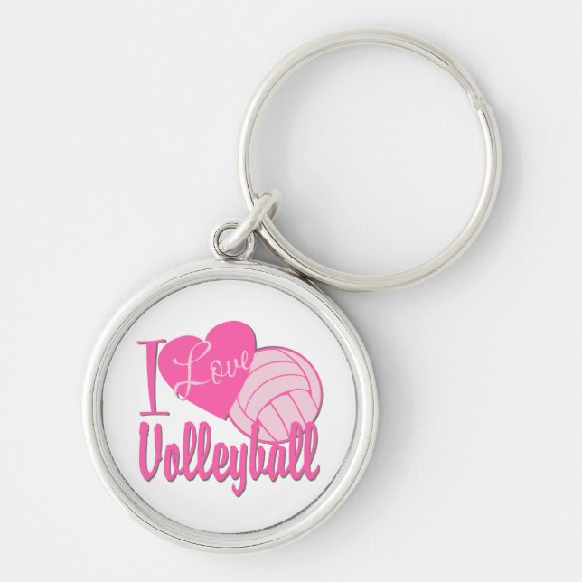 I Love Volleyball Pink Keychain (Front)