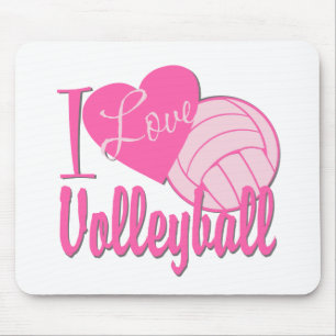 I Love Volleyball Pink Mouse Pad