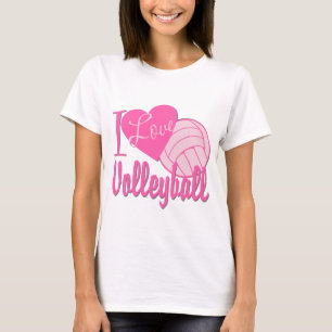 I Love Volleyball Pink T-Shirt