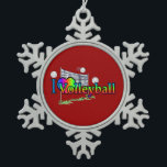 I Love Volleyball Snowflake Pewter Christmas Ornament<br><div class="desc">Great tree ornament for volleyball lovers.</div>