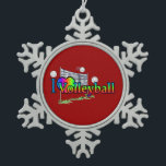 I Love Volleyball Snowflake Pewter Christmas Ornament<br><div class="desc">Great tree ornament for volleyball lovers.</div>