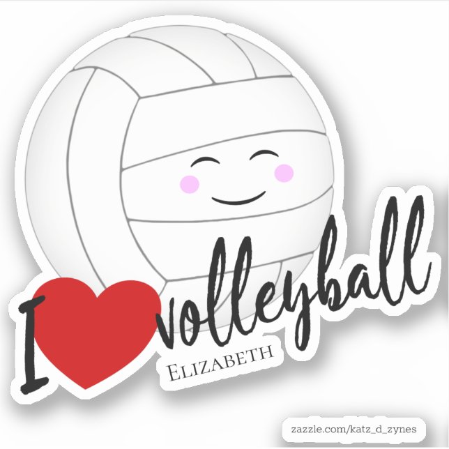I love volleyball typography cute kawaii (Front)