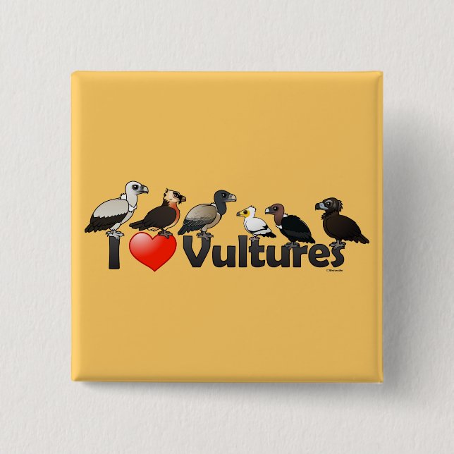 I Love Vultures (Eurasia) 2 Inch Square Button (Front)