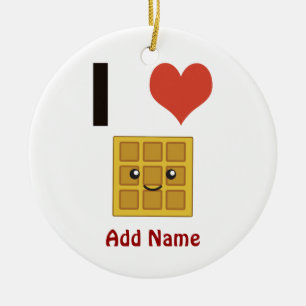 I love Waffles Ceramic Ornament