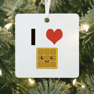 I love Waffles Metal Ornament