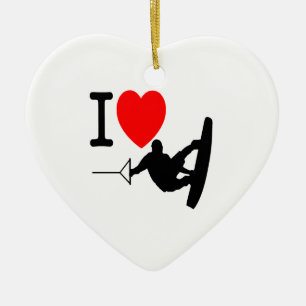 I LOVE WAKEBOARDING CERAMIC ORNAMENT