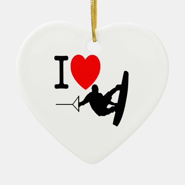 I LOVE WAKEBOARDING CERAMIC ORNAMENT (Front)