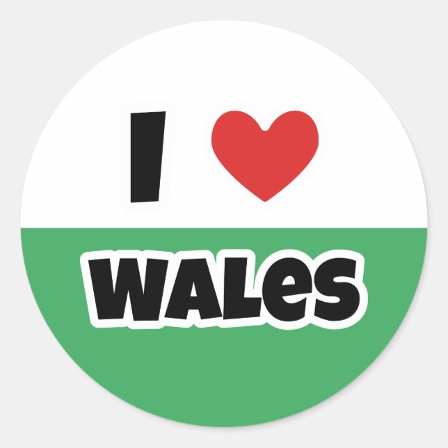 I love Wales Classic Round Sticker (Front)