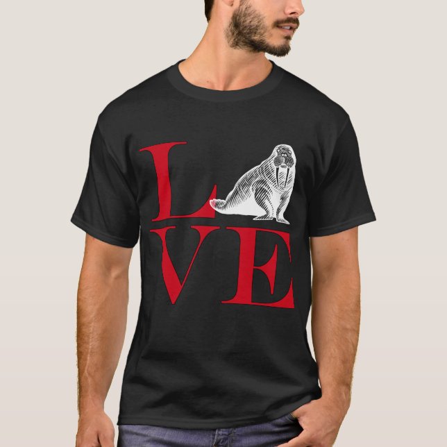 I Love Walruses - Dark Coloured Tee (Front)