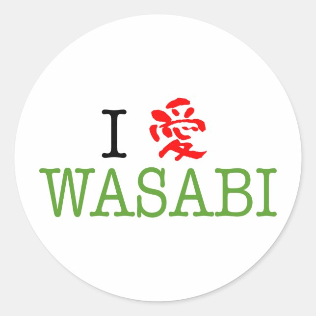 I Love Wasabi Classic Round Sticker (Front)