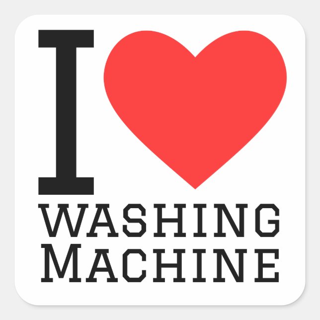 I love washing machine square sticker (Front)