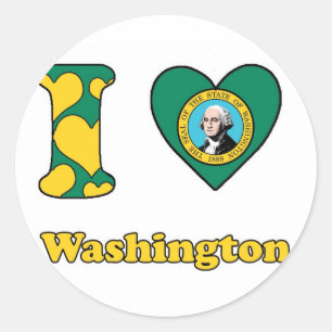 I love Washington Classic Round Sticker