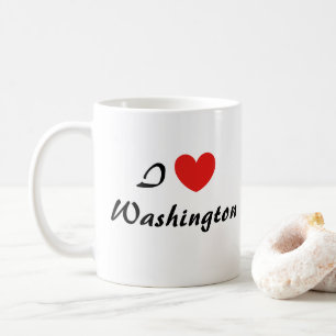 I Love Washington Heart Typography Coffee Mug
