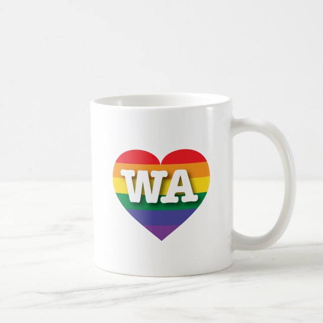I Love Washington State Rainbow Heart Coffee Mug (Right)