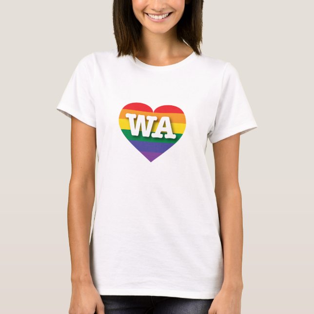 I Love Washington State Rainbow Heart T-Shirt (Front)