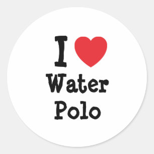 I love Water Polo heart custom personalized Classic Round Sticker