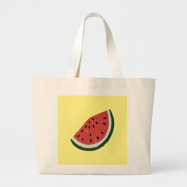 I Love Watermelon with A Slice of Watermelon Large Tote Bag (Front)