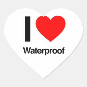 i love waterproof heart sticker