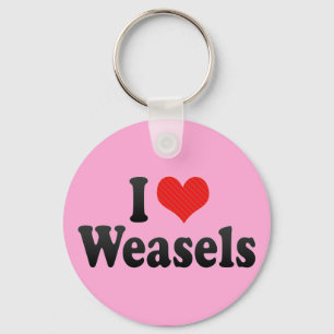 I Love Weasels Keychain