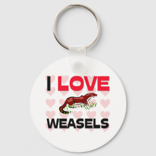 I Love Weasels Keychain