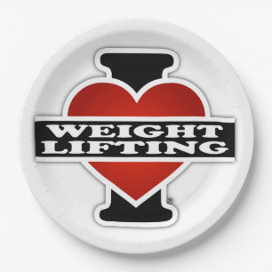 I Love Weight Lifting Paper Plate
