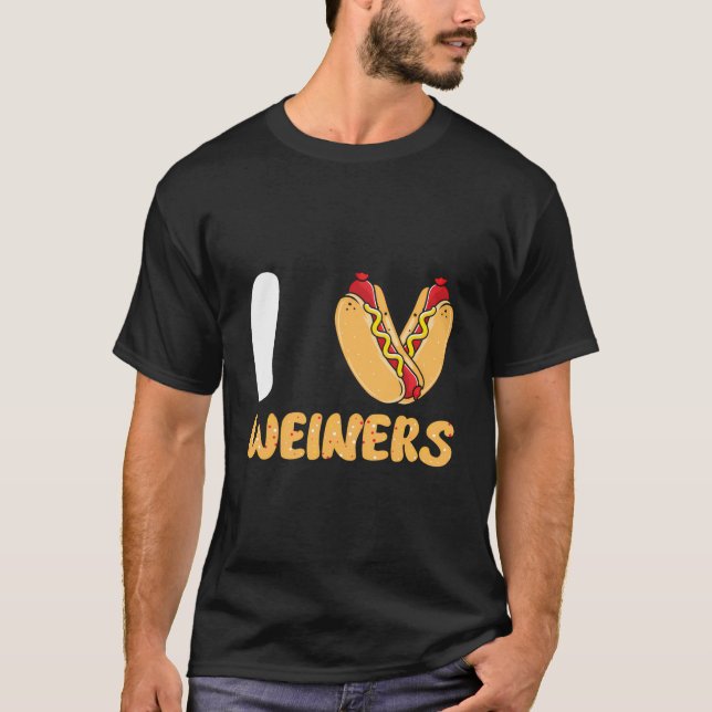 I Love Weiners Frank Sausage Bun Funny Hotdogs Lov T-Shirt (Front)