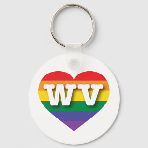 I Love West Virginia Rainbow Heart Keychain