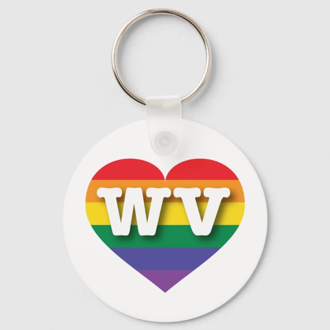 I Love West Virginia Rainbow Heart Keychain (Front)