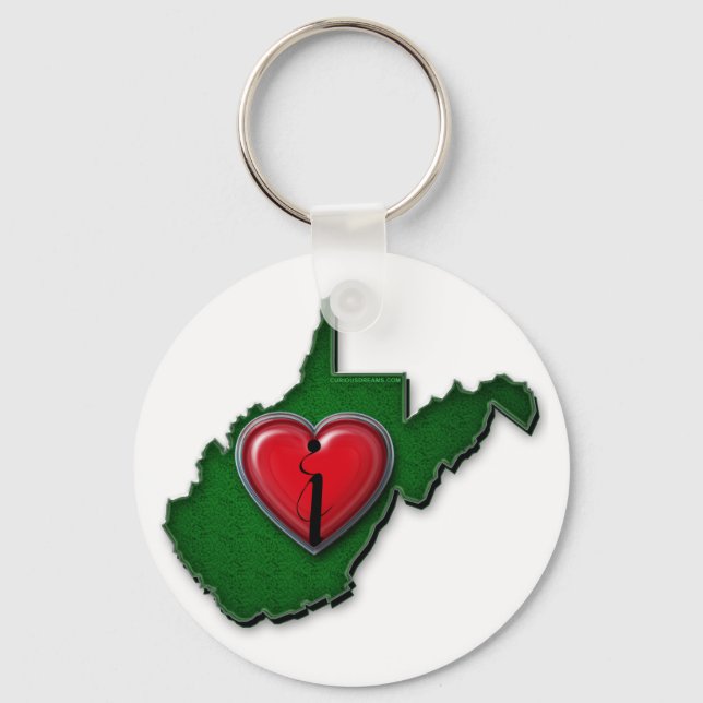 I love West Virginia Too Keychain (Front)