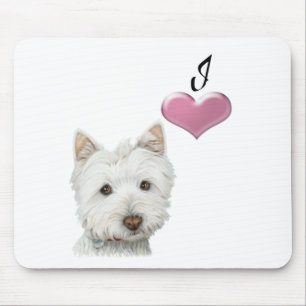 I love Westie dog art design Mouse Pad