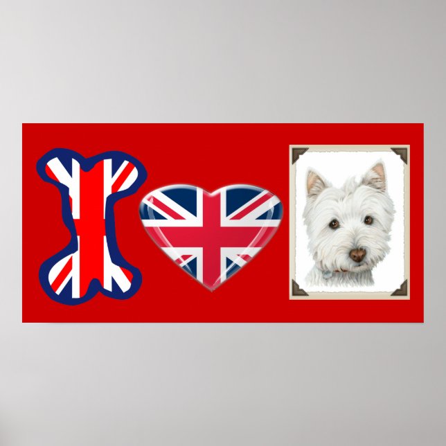 I love Westie Dog, Union Jack Poster (Front)