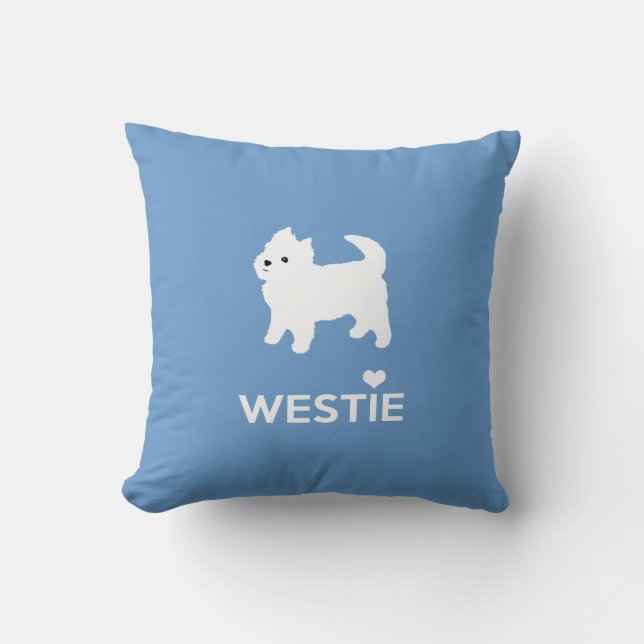 I Love Westie Dogs - West Highland White Terrier Throw Pillow (Front)