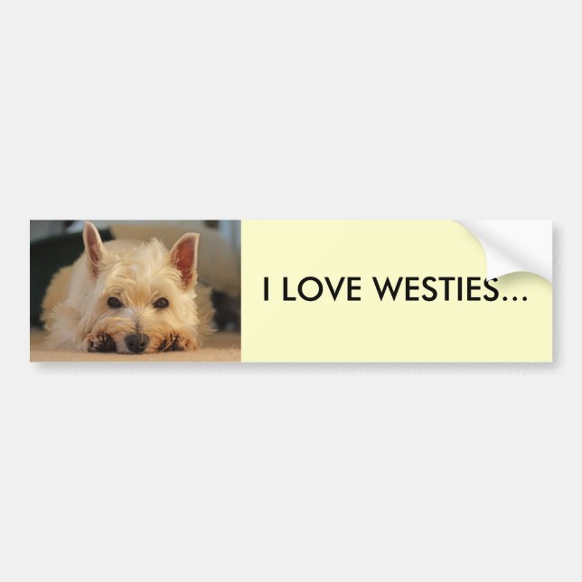 I LOVE WESTIES CAR BUMPER STICKER (Front)