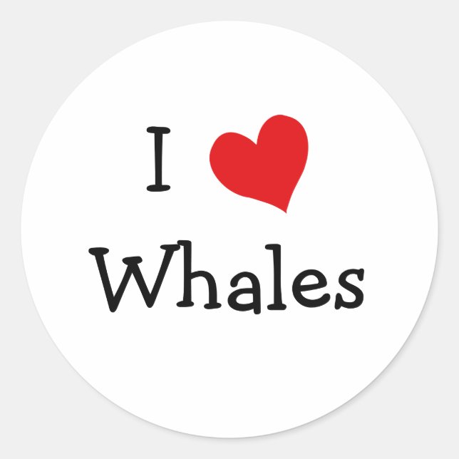 I Love Whales Classic Round Sticker (Front)