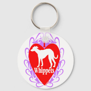 I Love Whippets  B Keychain
